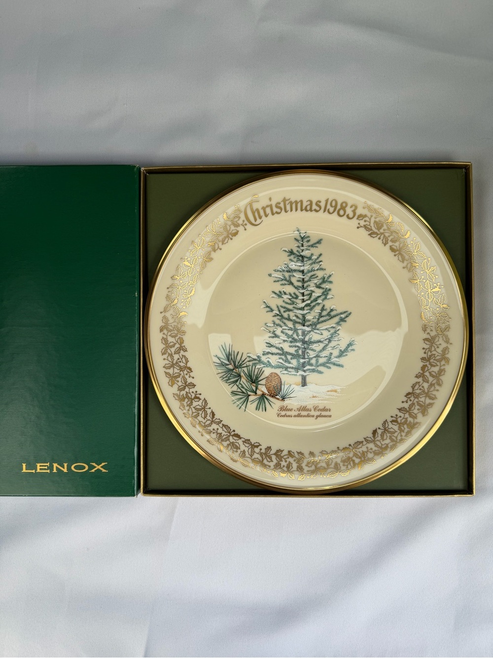 Lenox Christmas Tree Collector Plate 1983 Blue Atlas Cedar In Box